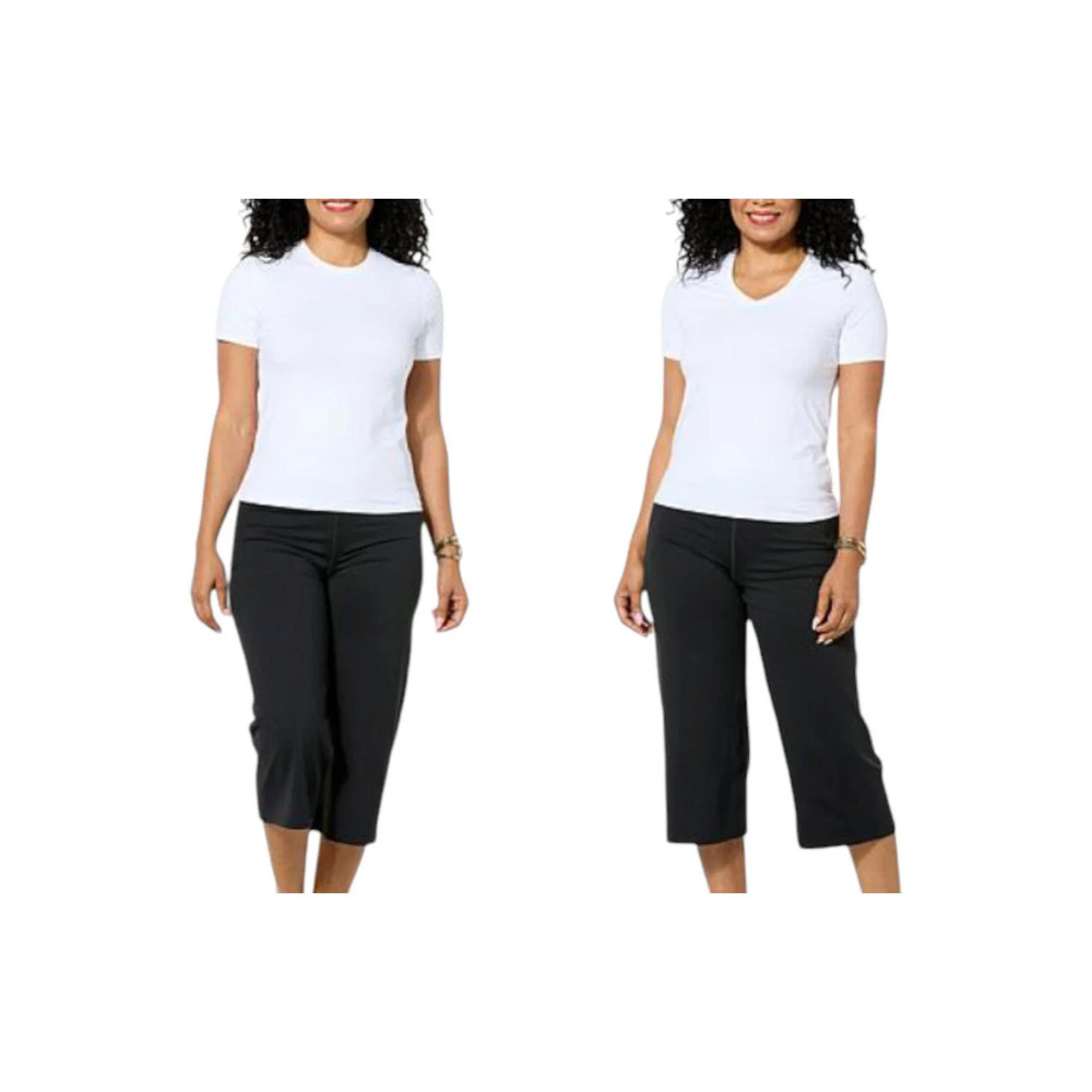 Joy Collection Women's Two Performance Tees w/ Headband White - Regular